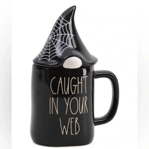 🖤🤍 NEW Rae Dunn - CAUGHT IN YOUR WEB - Cute Gnome Coffee Mug/Cup with TOPPER